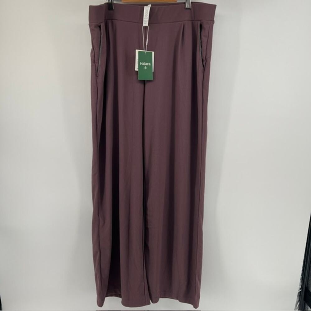 NEW Halara Flex MicroWaffle Wide Leg Pants Womens XL Purple Stretch Pull On